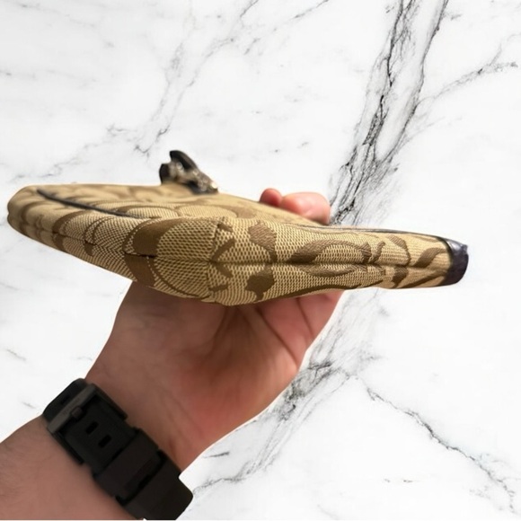 COACH Signature Canvas and Leather Wristlet with Navy Trim - Picture 4 of 8